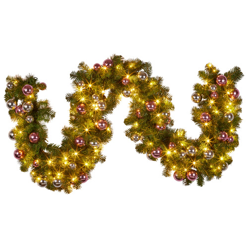 Enchanted Evergreen LED Christmas Garland With Baubles Temple Webster